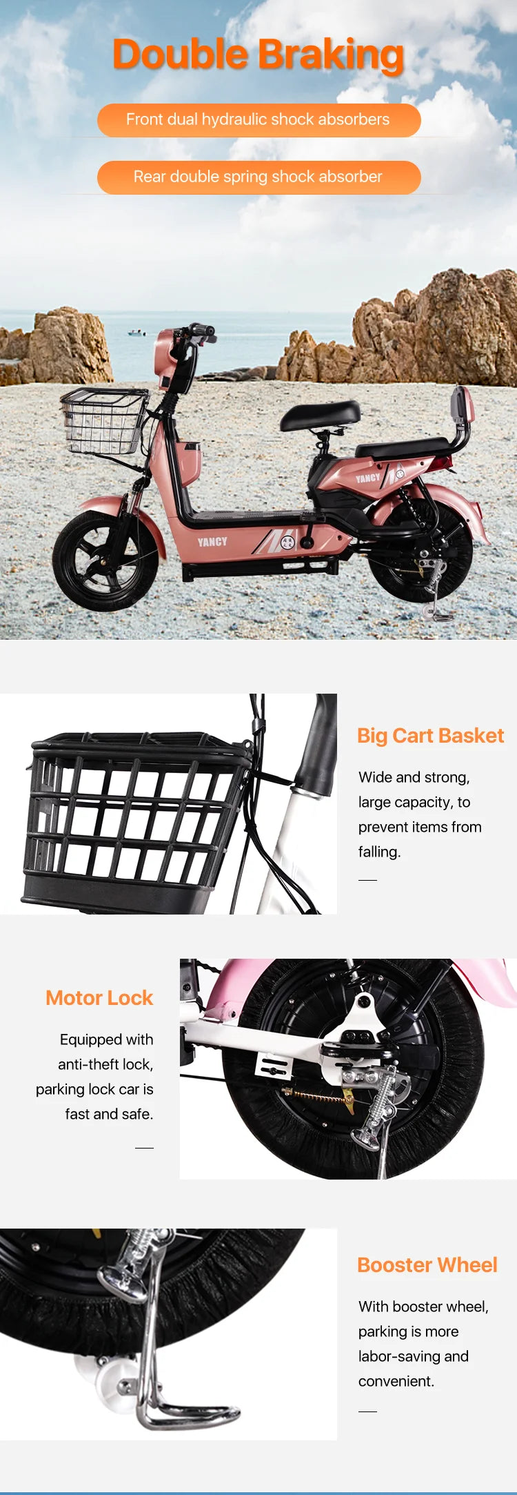 Beach Camp 60V 500W Electric City Scooter for Adults Popular Integrated 60V Smart Electronic Battery for Freight Courier Use
