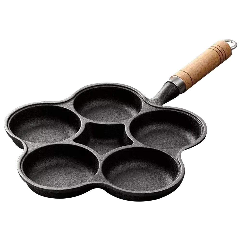 Beach Camp 7-3 Hole Non-Stick Kitchen Cooking Ham Pan Breakfast Maker Cookware Cast Iron Egg Pie Frying Pot Takoyaki Pan for Gas Stove