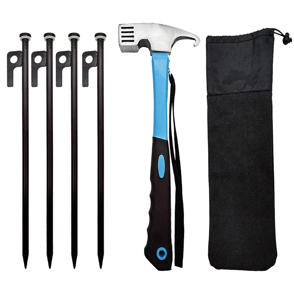 4/8Pcs Tent Pegs Forged Steel Tent Pegs Heavy Duty Unbreakable Tent Pegs with Storage Bag & Hammer for Camping Picnic