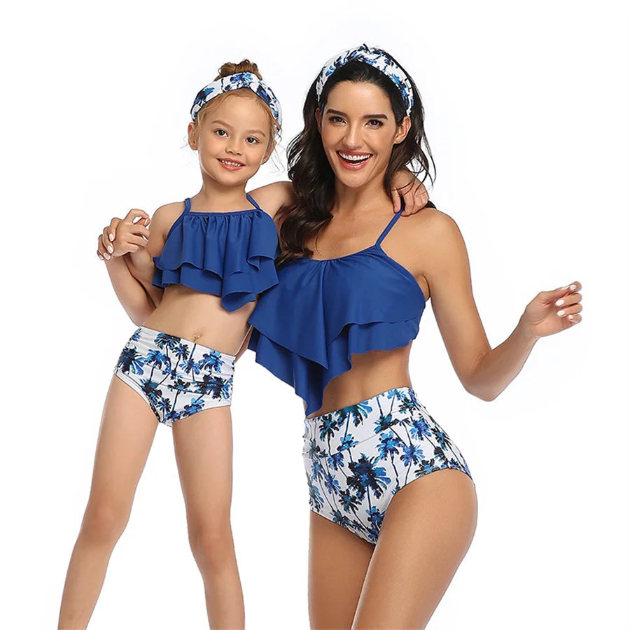 Beach Camp Ladies Swimsuits Vest With Chest Pad And Printed Shorts Children Bathing Suits Beach Vacation Adjustable Shoulder Strap Swimwear