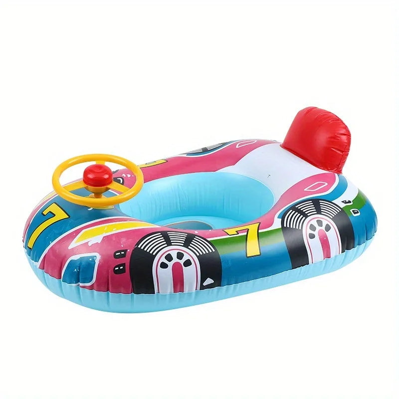Beach Camp Baby Inflatable Pool Float Swimming Float Boat with Steering Wheel Horn for Kids Toddlers Age 1-4 Boys Girls