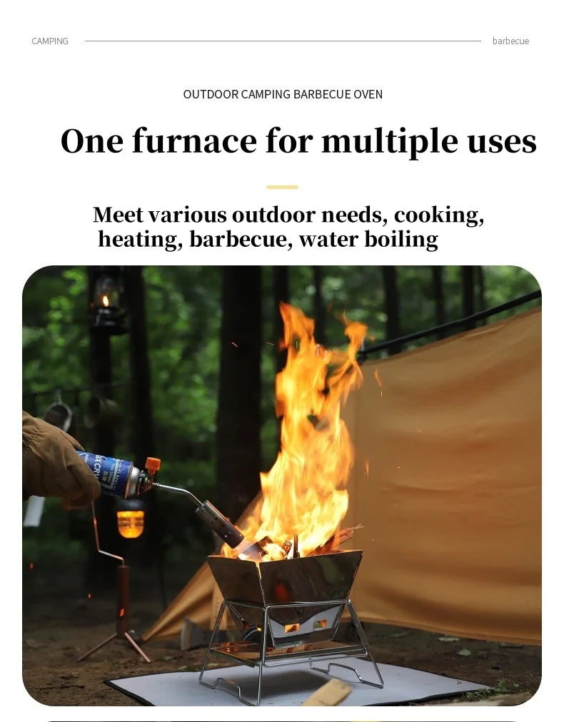 Beach Camp Camping Fire Table Charcoal Barbecue Grill Outdoor Picnic Bonfire Outdoor Portable Folding Barbecue Stove Fire Pit Camping Stove