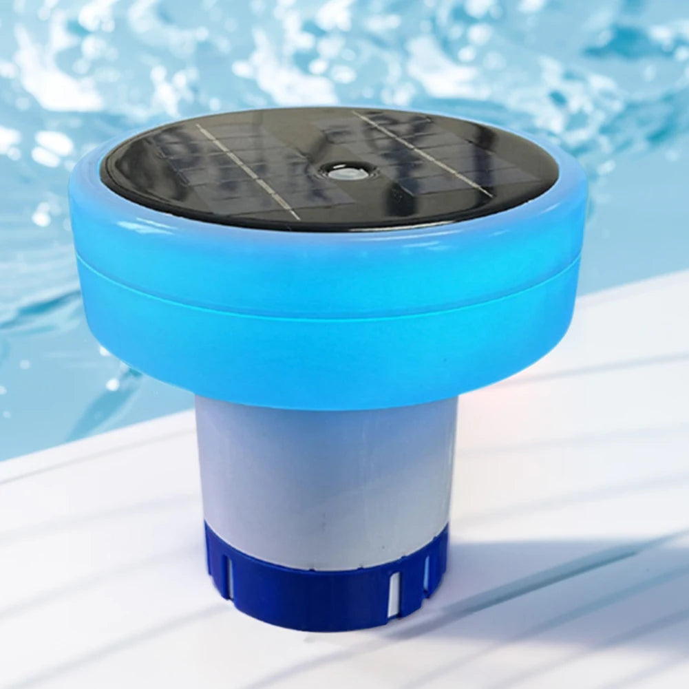 Beach Camp Solar Pool Chlorinator Pool Water Clarifier 7 Colors Pool Cleaner Adjustable Chemical Delivery Anti-Sinking for Pool Spa Hot Tub