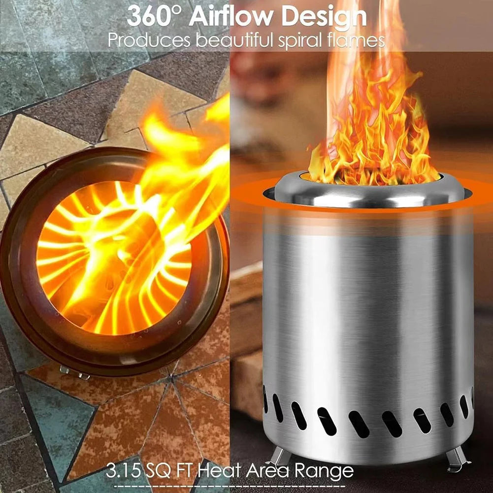 Beach Camp Smokeless Tabletop Fire Pit Stainless Steel Portable Mini Stove Mini Fire Pit Wood Burning Or Pellet Fueled Portable Bonfire
