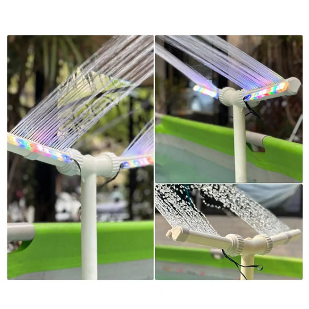 Beach Camp Pool Fountain with Lights for Inground and Above Ground Pools Dual Spray Adjustable Sprinkler Pool Waterfall with Remote Control