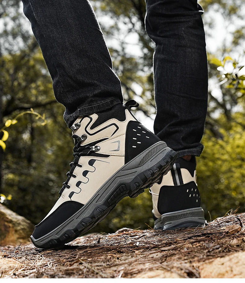 Beach Camp High top boots casual fashion comfortable casual boots anti slip thick sole height increasing versatile high top workwear boots