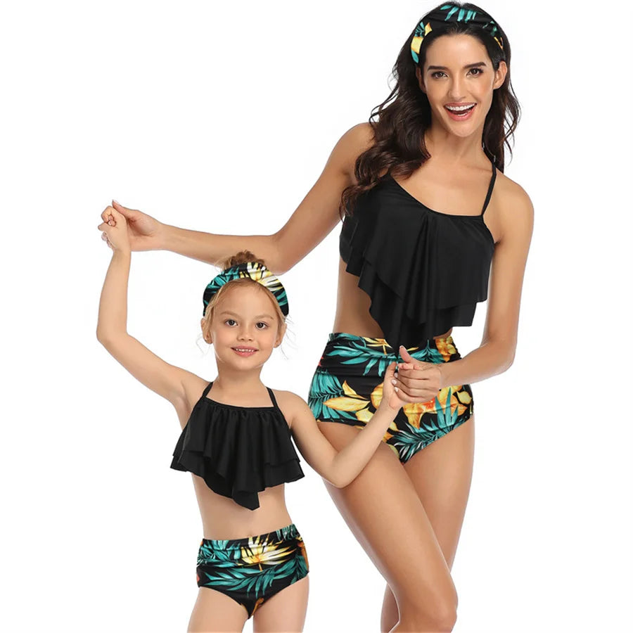 Beach Camp Ladies Swimsuits Vest With Chest Pad And Printed Shorts Children Bathing Suits Beach Vacation Adjustable Shoulder Strap Swimwear