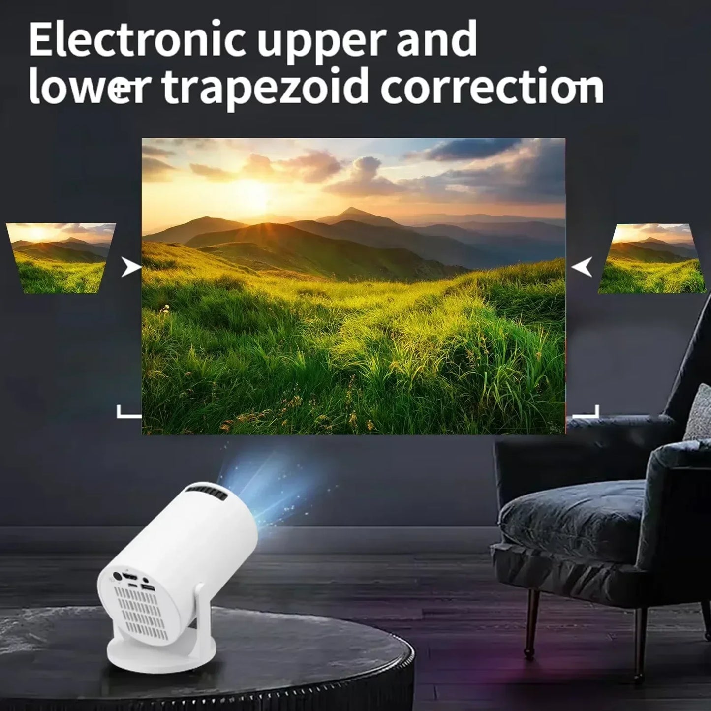 Beach Camp Outdoor Movie Projector 1080P LED, 270° Adjustable Angle, Support USB/TV Box/Phone/PC for Camping