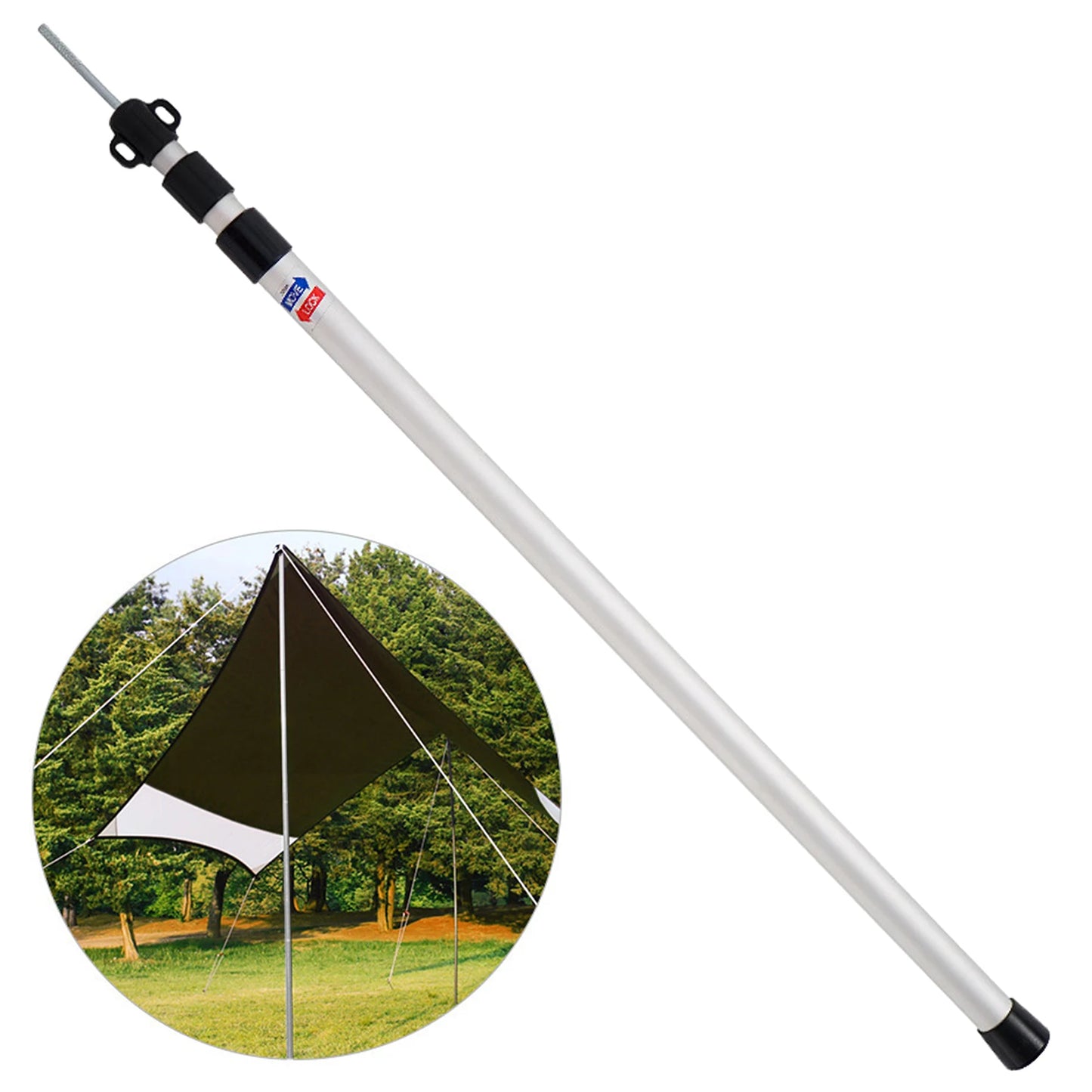 Thicken Aluminum Alloy Tent Pole Adjustable Tent Support Rod Beach Shelter Tarp Awning Pole Replacement Poles for Camping Hiking