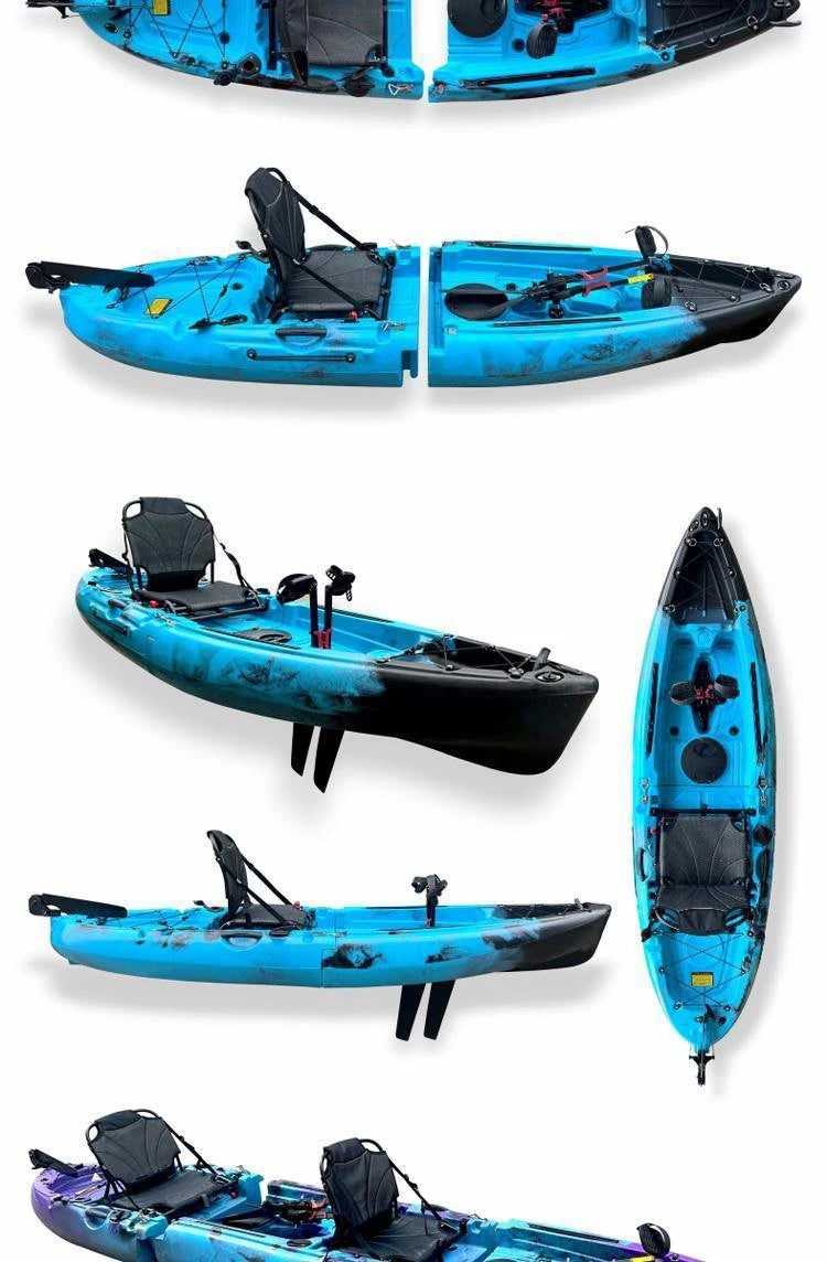 Beach Camp Portable LLDPE Kayak with Split Hard Shell, Electric/Pedal-Driven Canoe for Solo/Tandem Lake/Sea Adventures, Modular Assembly