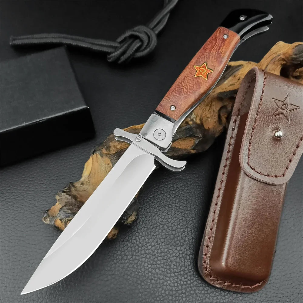 Beach Camp High Quality Folding Knife 440C Blade Wooden Handle Outdoor Hunting Camping Knives Tactical Pocket EDC Tool