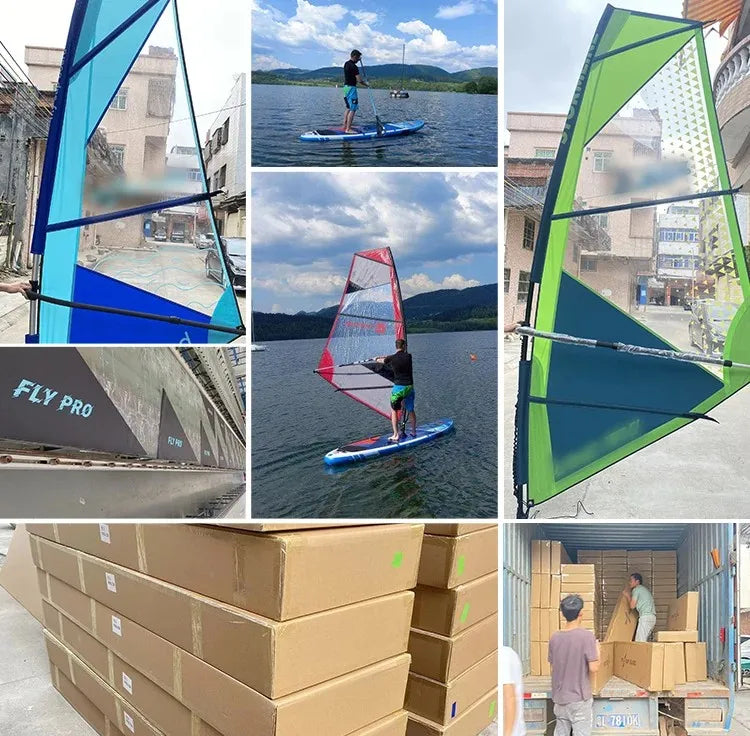 Beach Camp Water Surfing 2-in-1 Windsurf Sail with Sup Board Windsurfing for Smooth Sailing and Paddleboarding Inflatable Surfboard Sailing