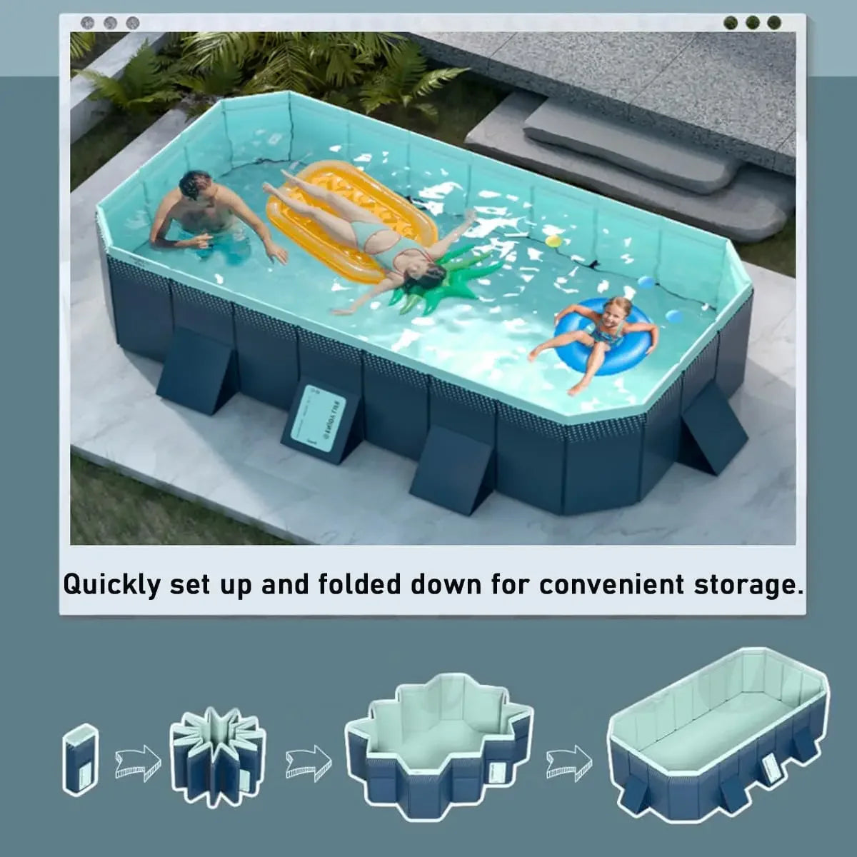 Beach Camp Foldable Pool, Non-Inflatable Kids' and Adults' Outdoor Swimming Pool, Hard Plastic Shell Portable Pool, Kid PoolFoldable Pool,