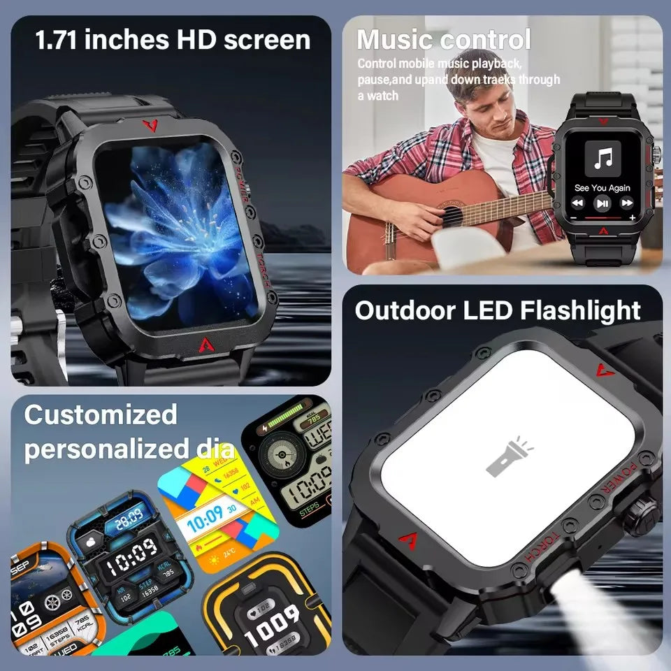 Beach Camp 2025 Smartwatch For New GPS Smart Watch Men 1.71 Inch HD Display GPS & Make/Receive Phone Calls 400mAh Battery Braceletes