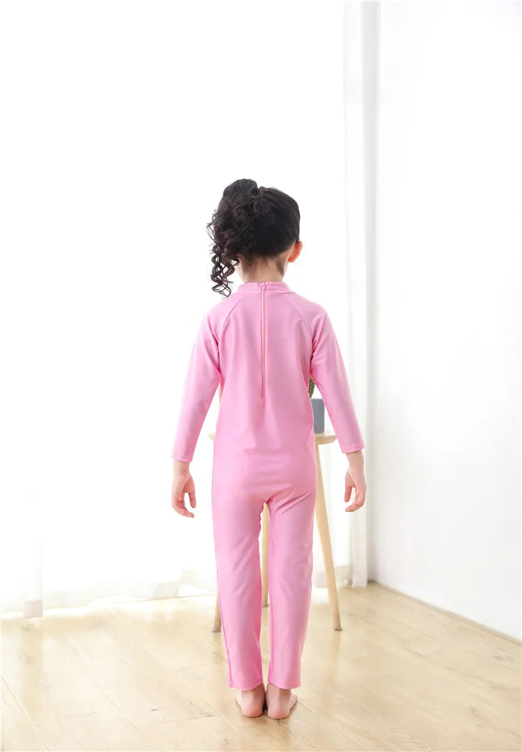 Beach Camp Children's Swimsuit Bathing Suits for Boys and Girls One-piece Swimsuit Cartoon Long Sleeved Beachwear Jumpsuit Surfing Suit