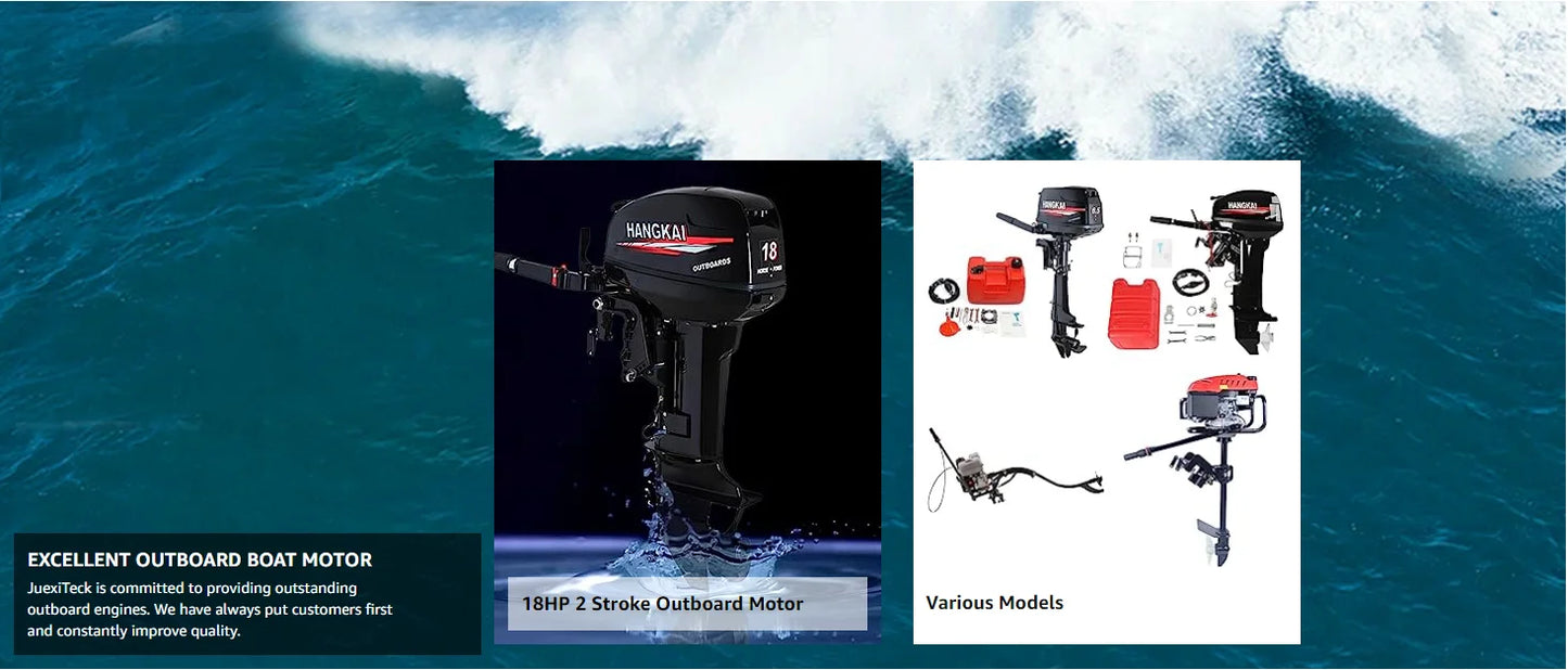Beach Camp 18HP 2 Stroke Outboard Motor, Fishing Boat Engine Water Cooling 246CC Heavy Duty Boat Engine Marine Engine with CDI Ignition