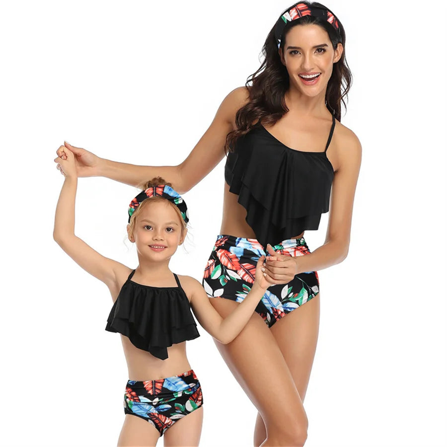 Beach Camp Ladies Swimsuits Vest With Chest Pad And Printed Shorts Children Bathing Suits Beach Vacation Adjustable Shoulder Strap Swimwear