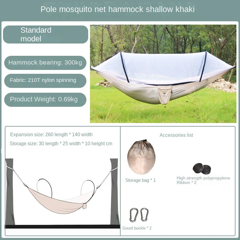 Beach Camp Camping hammock with net, lightweight and portable hammock, large capacity, anti rollover, suitable for backyard and hiking