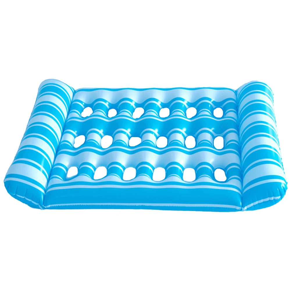 Beach Camp Inflatable Floating Bed PVC Inflatable Water Sleeping Bed Foldable Floating Lounger Air Mattress for Swimming Pool Party