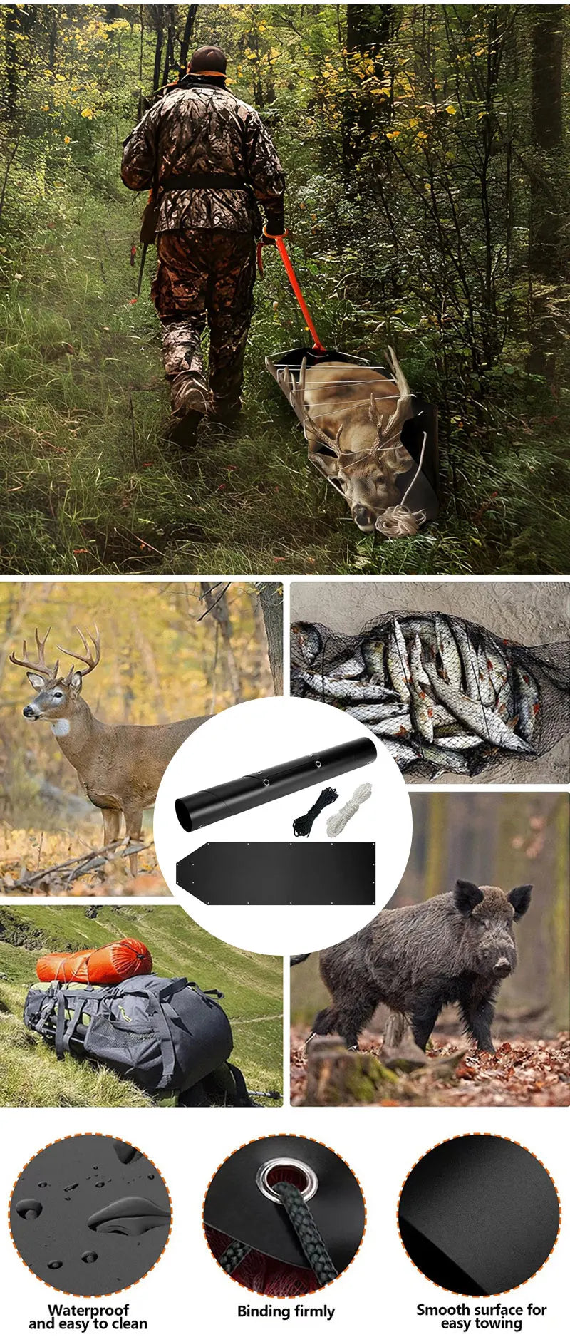 Deer Hunting Gear Deer Hanger Hoist for Skinning Elk Hunting Game Bags Deer Game Hauler Sled Drag Harness Perfect for Hunters