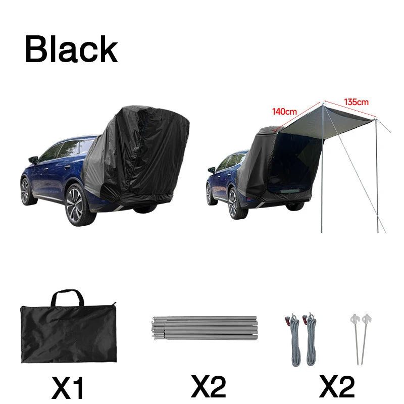 Beach Camp SUV Car Roof Tent, Waterproof Tailgate Awning for Camping, 3-4 Person Universal Sun Shelter with UV Protection