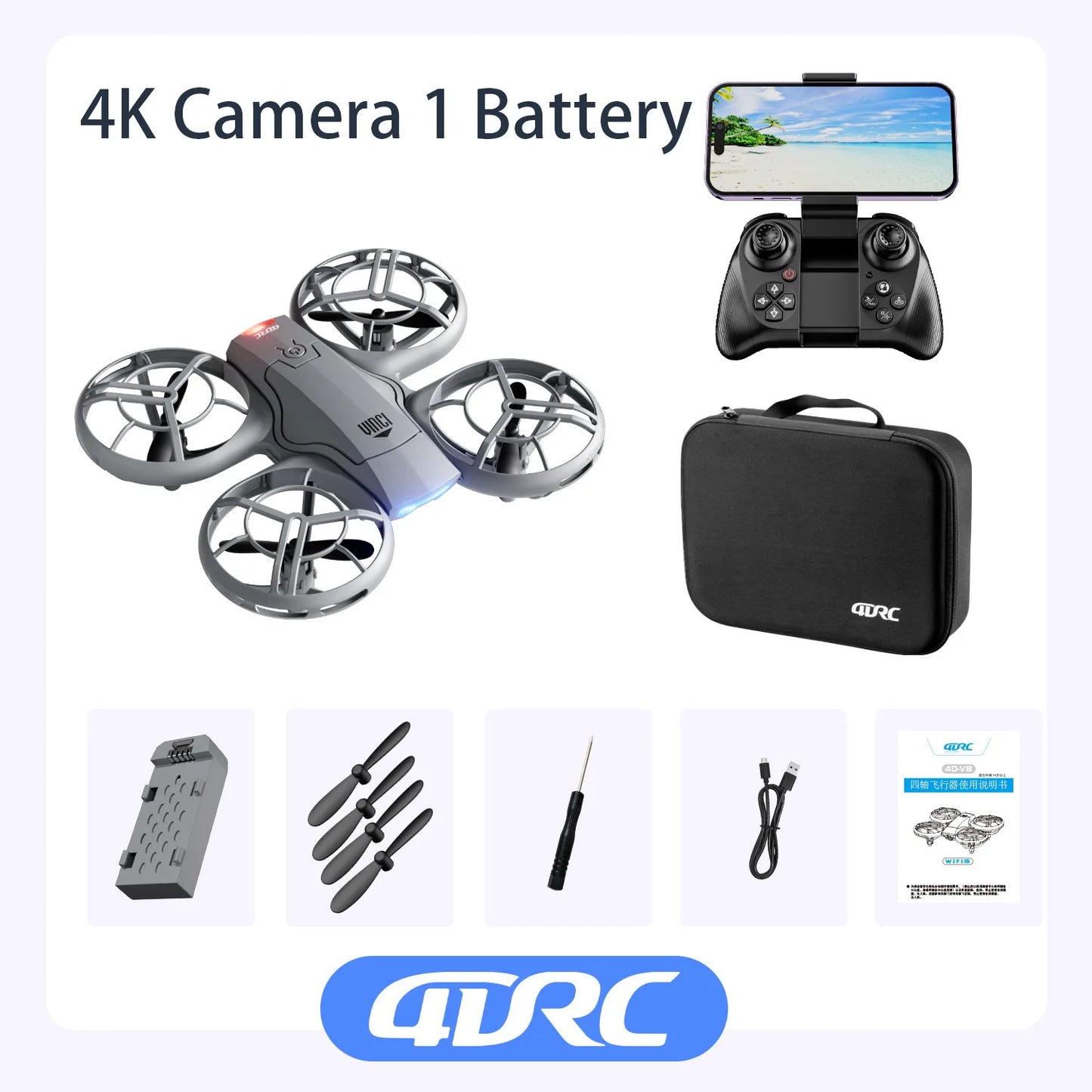 Beach Camp V8 New Mini Drone 4k profession HD 1080P Wide Angle Camera WiFi FPV RC Dron Height Keep Drones Helicopter Kids Toys 4DRC
