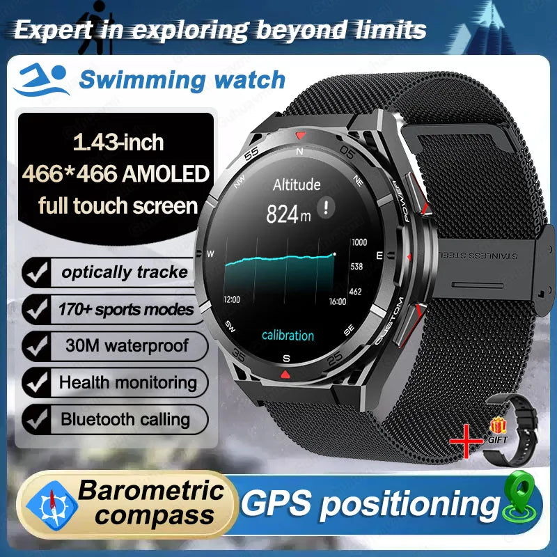 Beach Camp Swim Smartwatch Outdoor GPS Watch Sports Fitness Tracker Health Military Waterproof Watch BT5.3 Call Smart Watch for Android iOS