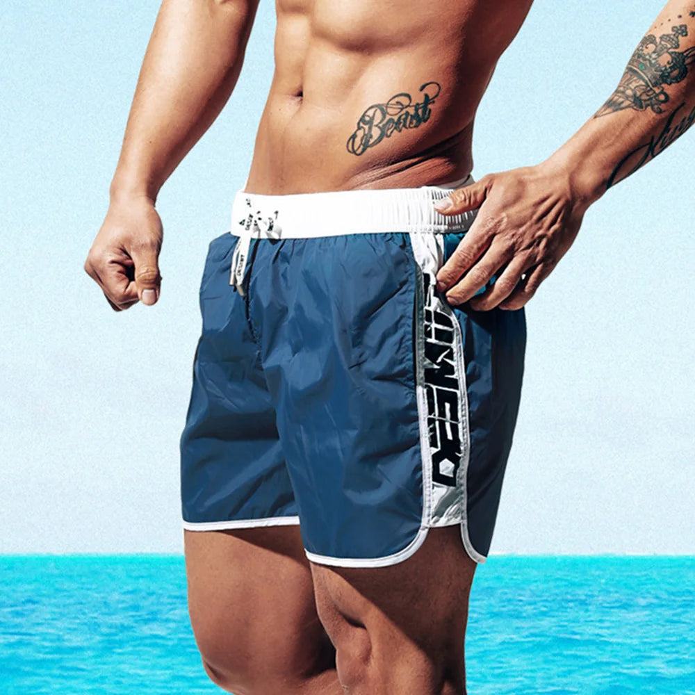 Beach Camp New Men's Swimsuit Shorts Beach Swimming Trunks Casual Fashion Loose Quick-Drying Surfing Running Seaside Gym Men's Bottoms