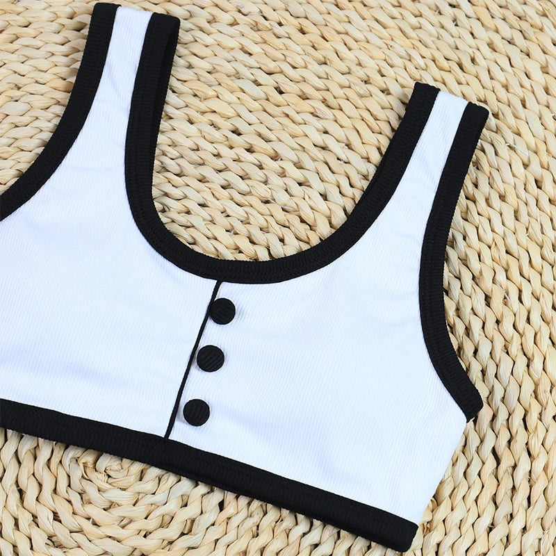 Beach Camp Woman Swimwear High Waist Bikinis Shorts Women's Swimsuit Luxury Ribbed Two-piece Bathing Suits Summer Bikini Set Swimsuit