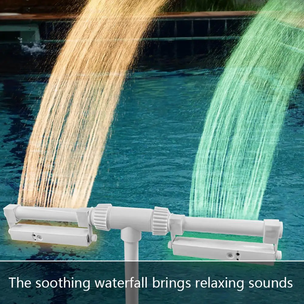 Beach Camp Pool Fountain with Lights for Inground and Above Ground Pools Dual Spray Adjustable Sprinkler Pool Waterfall Sprinkler Cooler