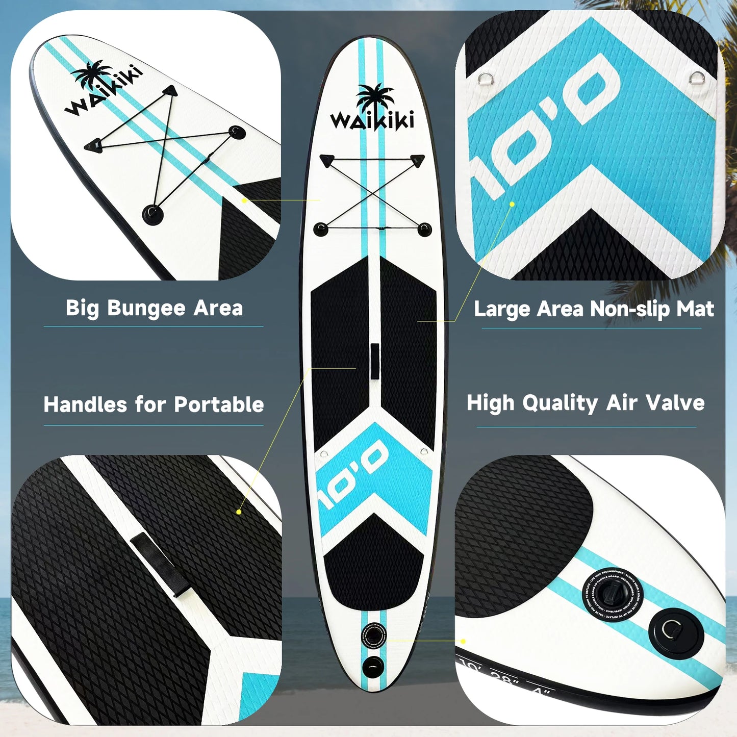 Beach Camp inflatable paddle board paddleboard inflatable for single person ISUP with SUP accessories surfing board