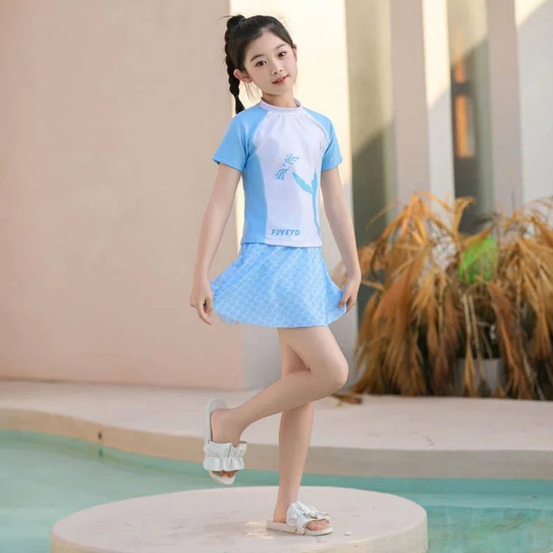 Beach Camp Toddler Girls' Swimsuits 2-Piece - Quick Dry Athletic Set Two-Piece Bathing Suit for Kids