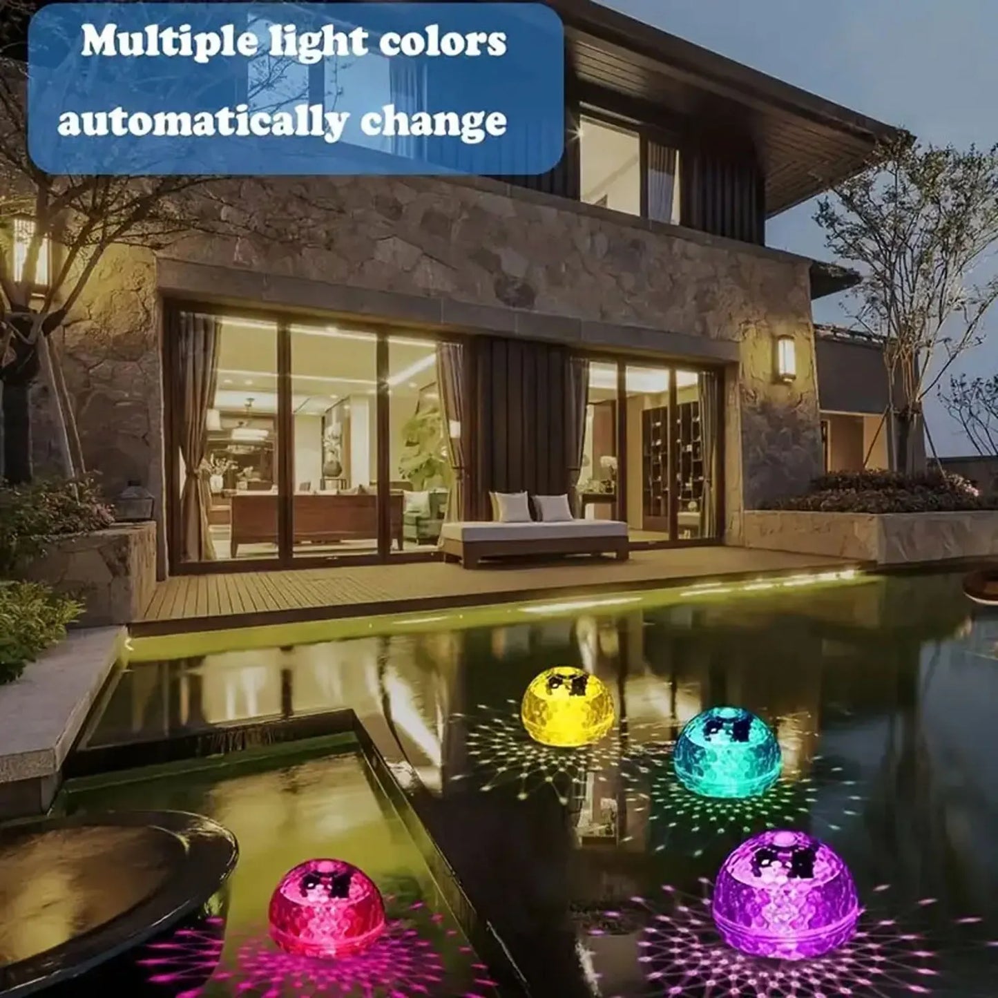 Beach Camp Floating Pool Lights, Floating Solar Pool Lights with RGB Color Changing Waterproof Pool Lights That Float for Swimming Pool