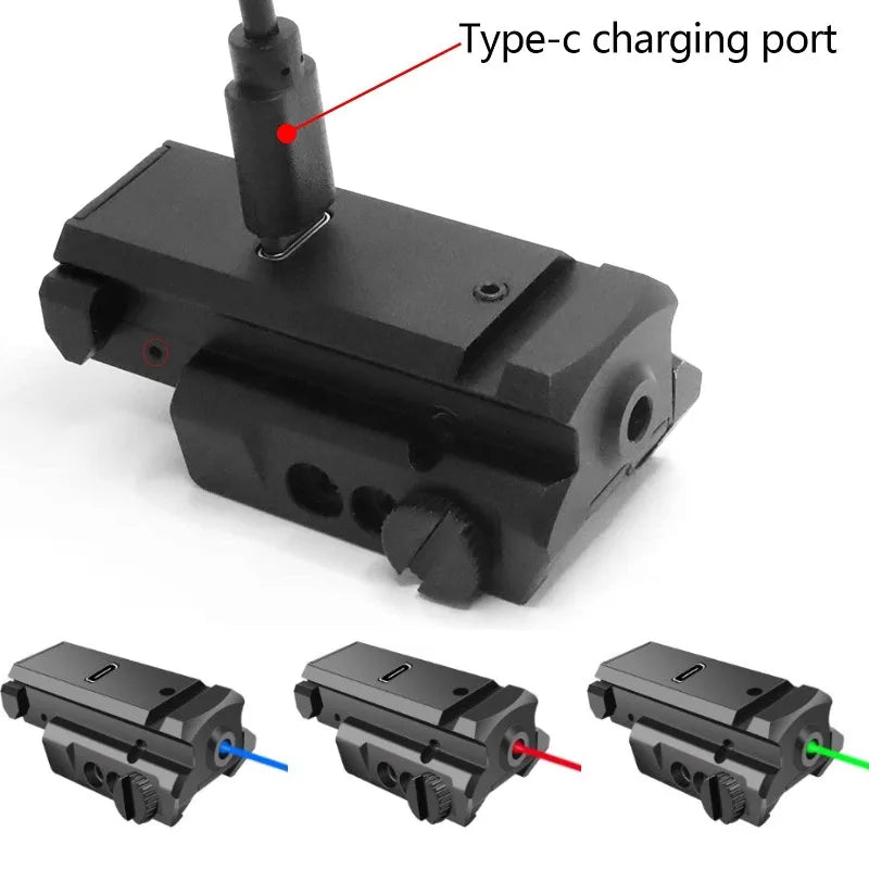 Beach Camp Blue Laser Sight fit for Picatinny Weaver Rail for Pistol Glock USB Type-C Charging Red Green Laser Sight