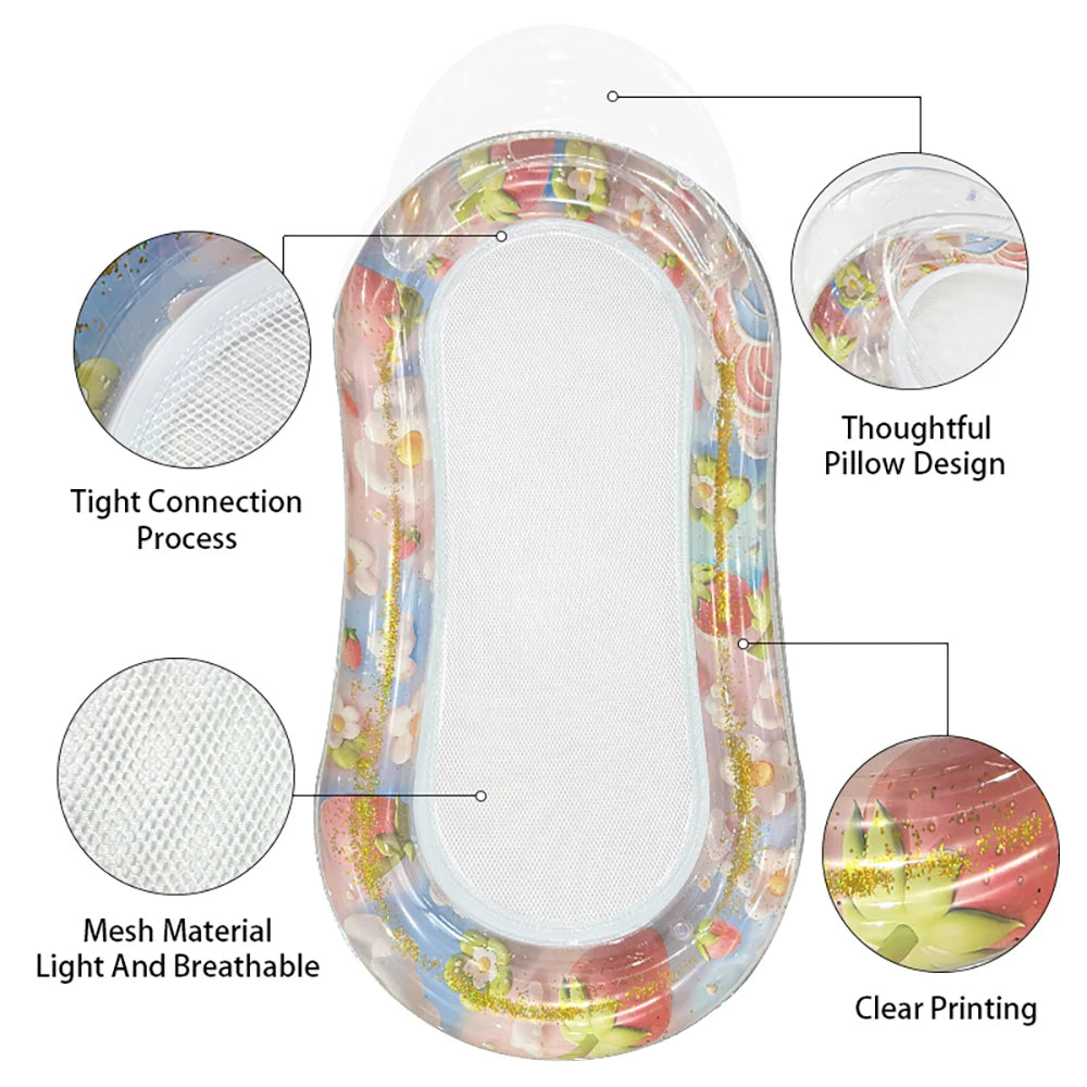 Beach Camp Inflatable Fruit Swimming Pool Float, Watermelon Clip Net Float, Large Water Float Raft Summer Beach Swimming Pool Inflatable Buoy