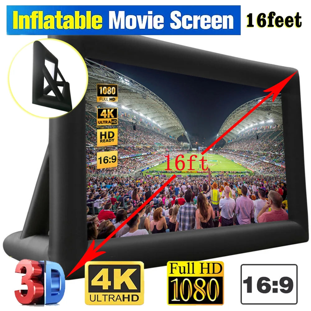 Beach Camp 8FT, 16FT Fast Shipping Inflatable Portable Outdoor And Indoor Movie Theater Projector Screen With All Accessories