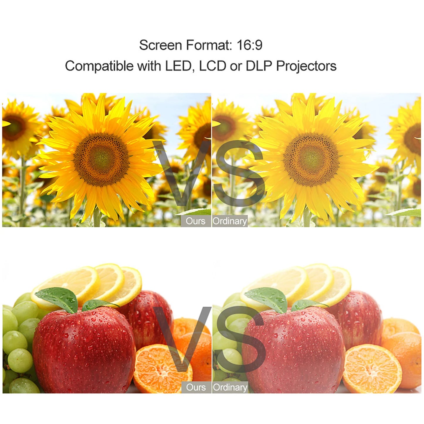 Beach Camp Portable Projector Screen Simple Curtain Anti-Light 60/70/80/100/120 Inches Projection Screens for Home Outdoor Office Projector