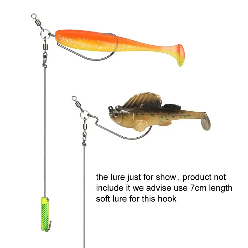 Fishing Hooks 5Pcs Punch Shot Rig Kit Metal Jig Crank Hook Attached Roller Swivels Sinker Bass Accessories Sea Goods for Fishing
