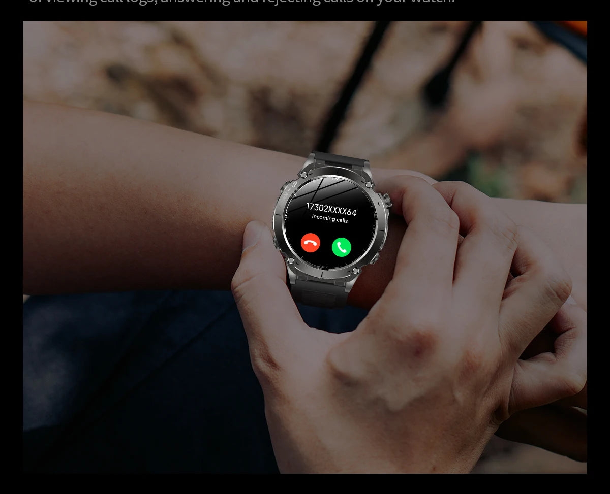 Beach Camp New GPS Smart Watch 1.43" Ultra HD Display Built-in GPS Compass 170 Sports Modes Voice Calling 10ATM Waterproof Smart Braceletes