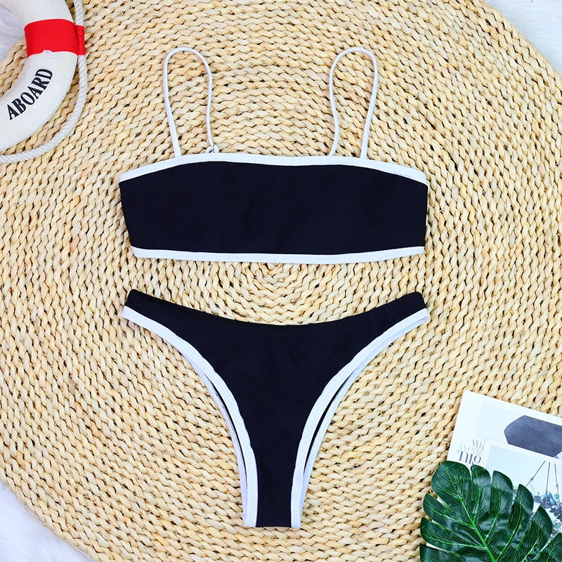 Beach Camp Woman Swimwear High Waist Bikinis Shorts Women's Swimsuit Luxury Ribbed Two-piece Bathing Suits Summer Bikini Set Swimsuit