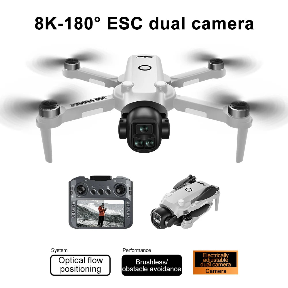 Beach Camp Drone 4K Professional HD Dual-Camera Obstacle Avoidance 5G Wi-Fi with Screen Remote Control Quadcopter Optical Flow Drone