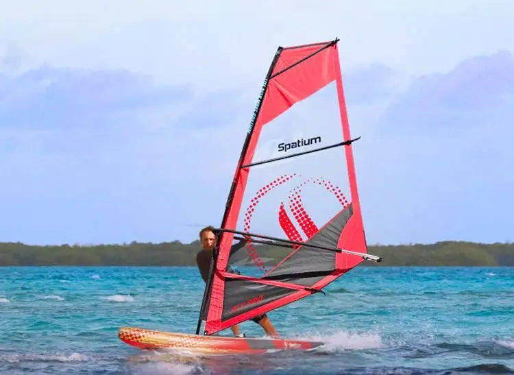 Beach Camp 2-in-1 Windsurf Sail with Sup Board Windsurfing for Smooth Sailing and Paddleboarding Inflatable Surfboard Sailing Kit