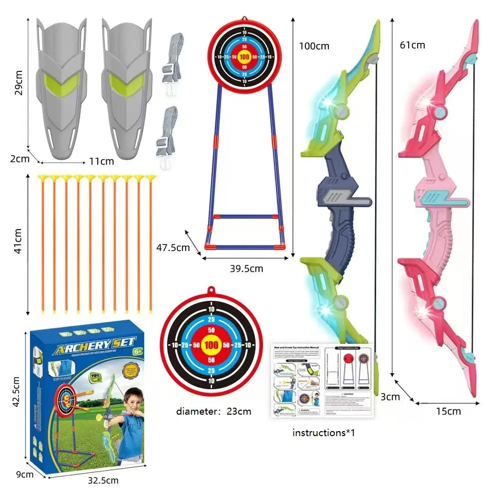 Bow and Arrows for Children Kids Archery Bow Practice Recurve Bow Outdoor Sports Game Hunting Shooting Toy Boys Gift Bow Kit Set