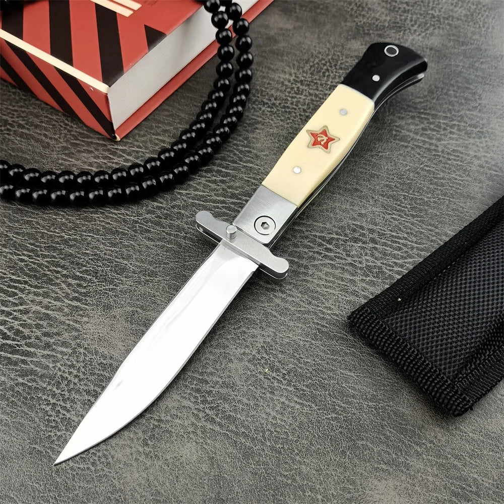 Beach Camp High Quality Folding Knife 440C Blade Wooden Handle Outdoor Hunting Camping Knives Tactical Pocket EDC Tool