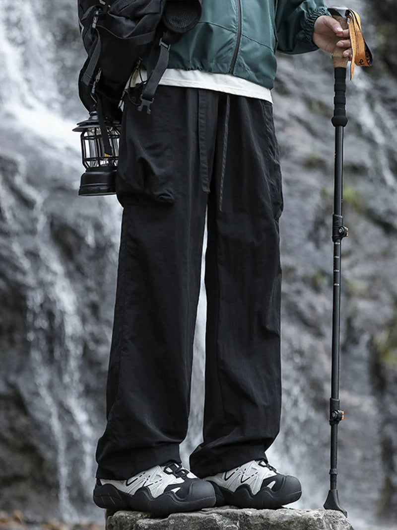 Beach Camp Hiking Pants Men Spring Summer Waterproof Lightweight Quick Dry Breathable Cargo Pants with Multi-Pockets Cooling Thin Trousers