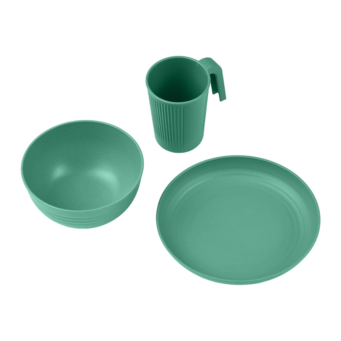 Camping Utensils Set for 1 Portable Wheat Straw Mess Kit with Bowl Plate Cup Fork Knife Spoon Outdoor Tableware & Picnicware