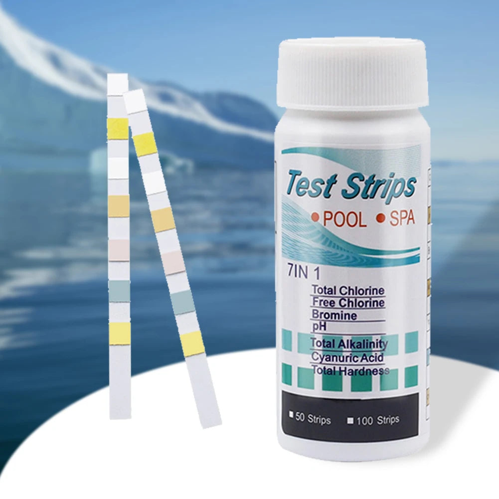 7 in 1 Swimming Pool PH Test Paper Multipurpose Chlorine/PH/Hardness/Bromine Test Strips Swimming Pool Water Tester Paper