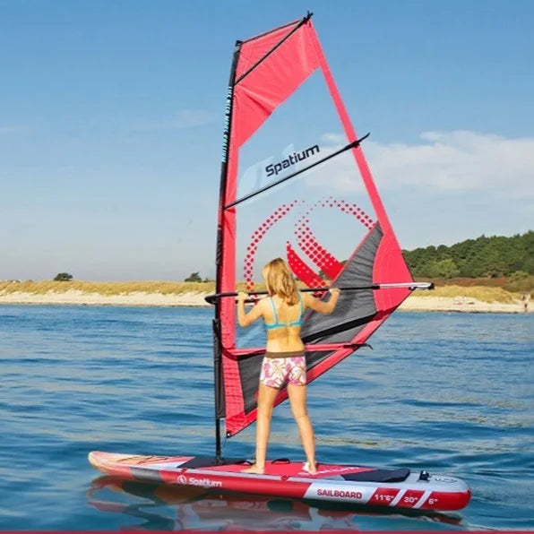 Beach Camp 2-in-1 Windsurf Sail with Sup Board Windsurfing for Smooth Sailing and Paddleboarding Inflatable Surfboard Sailing Kit