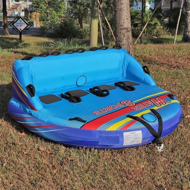 Beach Camp Inflatable Towable Booster Tube - Four Person Water Tube Boating Float Tow Raft Watersports Inflatable Playground