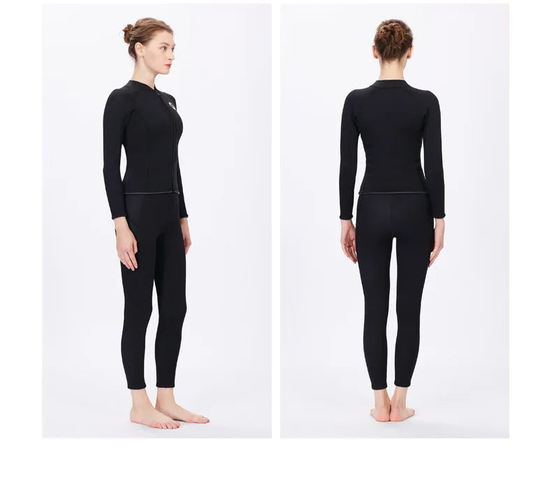 Women's Professional Diving Suit Cold Proof Warm 3mm Neoprene Top Pants Split Suit Ladies Thick Wading Swimming Surfing Wetsuit